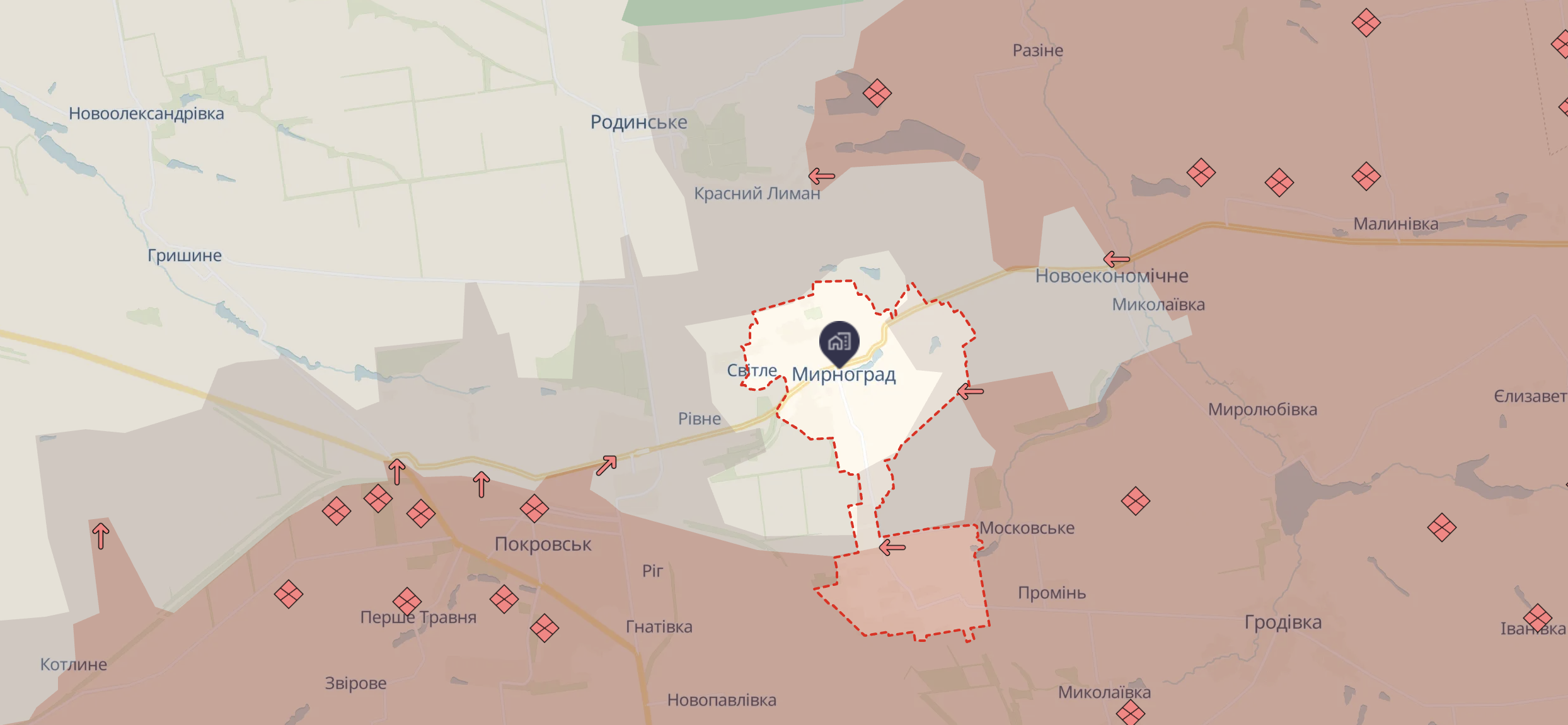 Ориентировочная карта боевых действий на 9 декабря в 23:30 Ориентировочная карта боевых действий на 9 декабря в 23:30